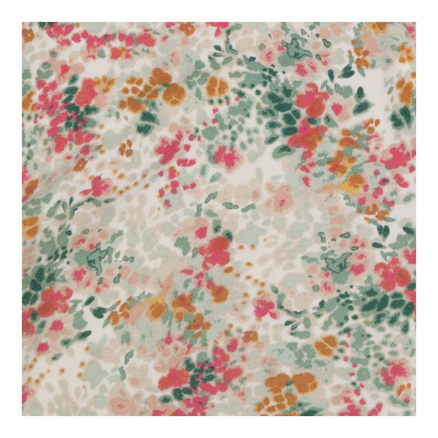 Floral Pink Sage Ochre Tee Cuffed Sleeve Button Ba