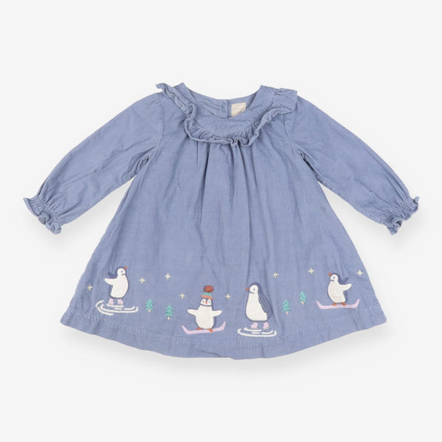 Dress blue cord LS penguins