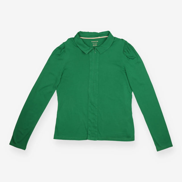 Jersey Top Bright Green Long Sleeve Gathered Shoul