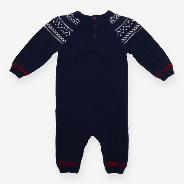 Romper Knit Navy Fairisle Neckline