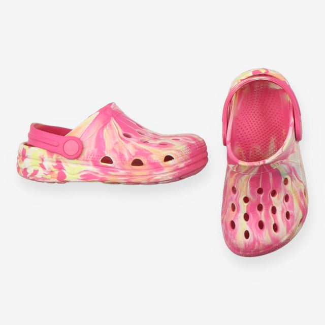 Clogs pink and yellow swirl