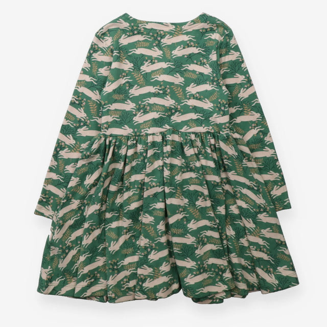 Dress long sleeve green rabbits