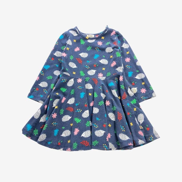 Blue LS Hedgehog and Leaves Jersey Dress