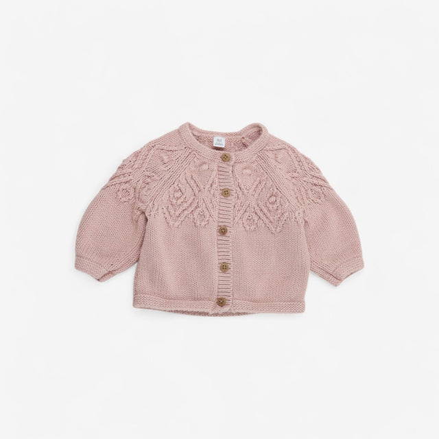 Pink Cotton Patterned Cardigan
