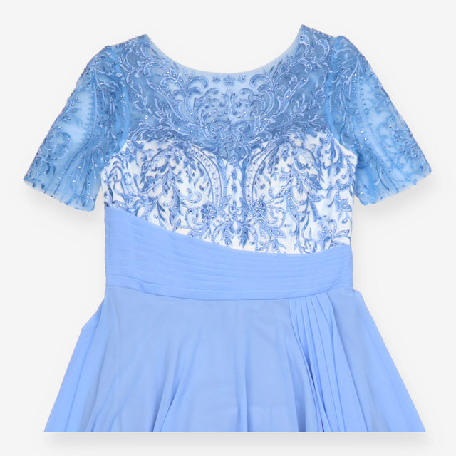 Pale Blue Embroidered Beaded Chiffon Maxi Occasion