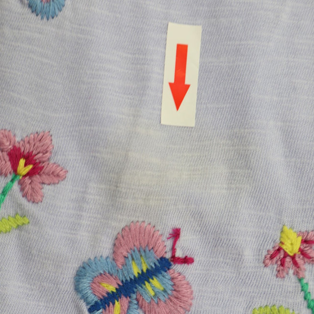 Dress blue SS collar embroidered flowers butterfli