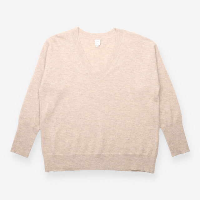 Jumper Taupe Pure Cashmere V-Neck Relaxed Fit