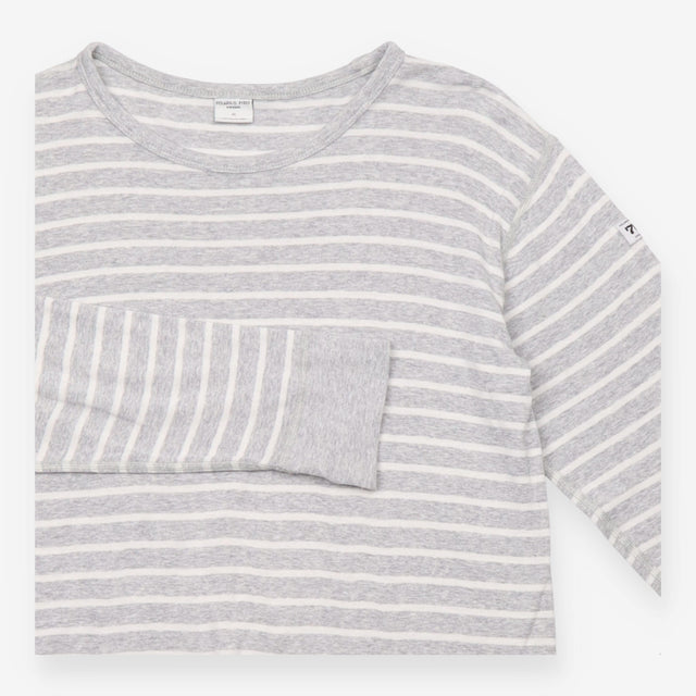 Long Sleeve Top Grey White Stripe Organic Cotton