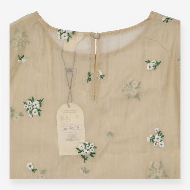 Sacha Gold Floral Embroidered Short Sleeve Top