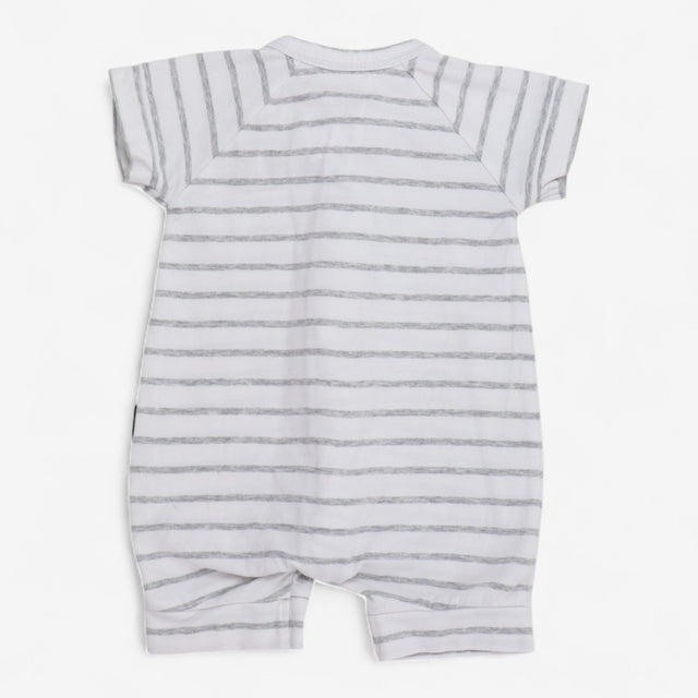 Wondersuit white and grey stripe romper
