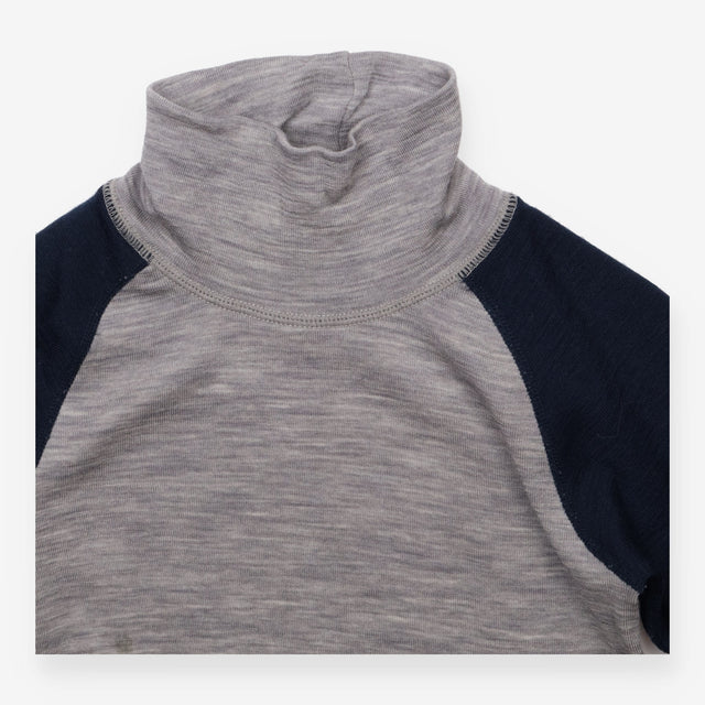 Navy and grey merino wool thermal top