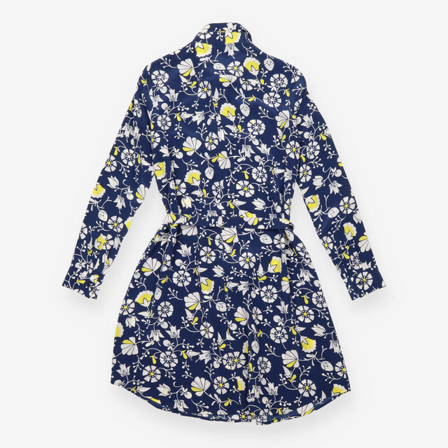 Shirt Dress Navy Floral Print Long Sleeve Belted