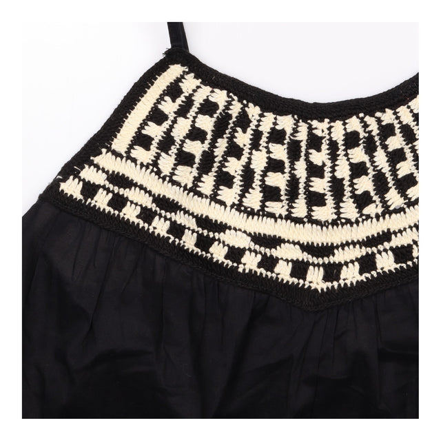 Black and Cream Embroidered Camisole Top