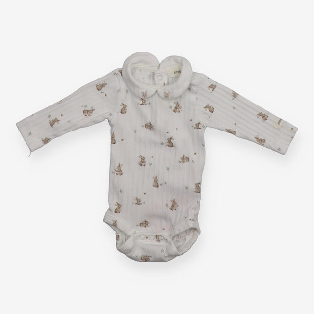 White Ribbed Bunnies Bodysuit