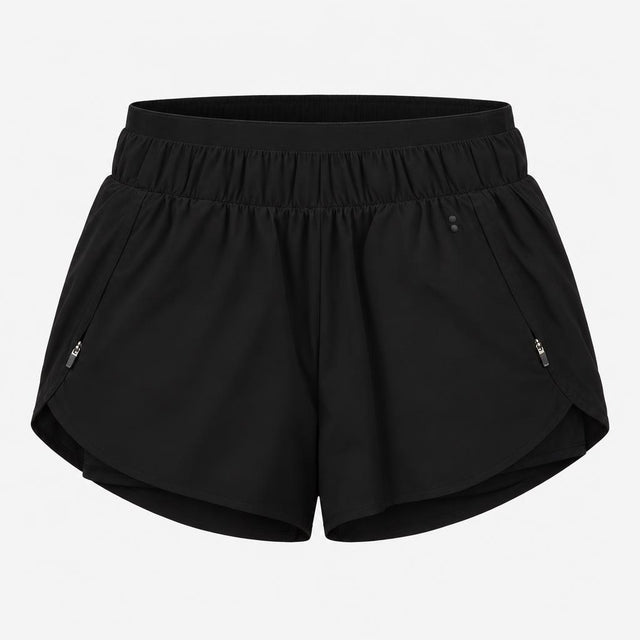Running Shorts Black Zipped Pockets Elasticated Wa