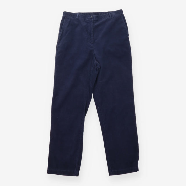 High Rise Straight Leg Corduroy Trousers Navy Blue