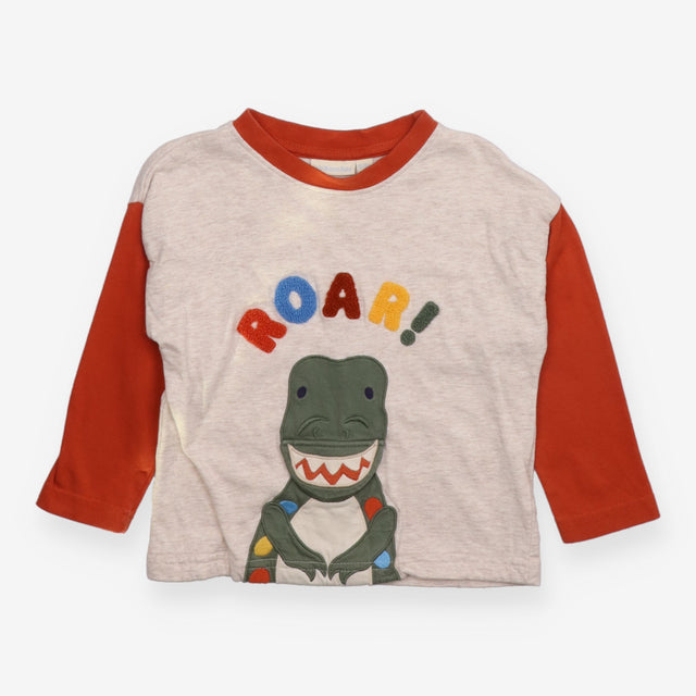 Tee LS brown sleeved dino roar