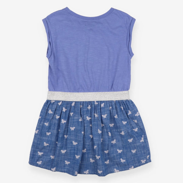 Dress blue with butterflies and silver sparkle bel