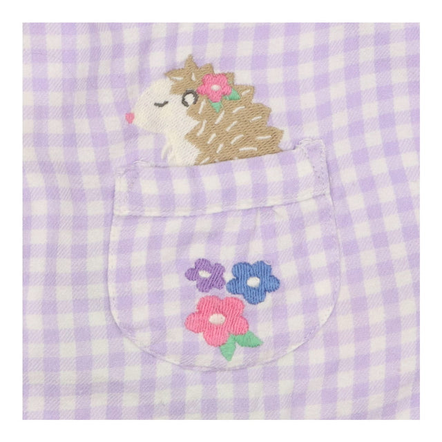 Pyjama Purple and White Checks and Buttons