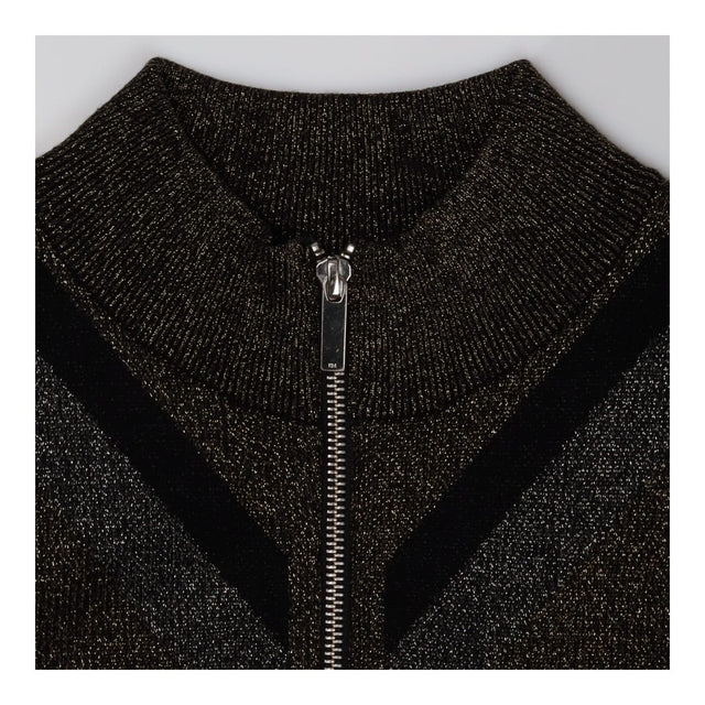 Dress Metallic Knitted Zip Jumper, Gold and Black