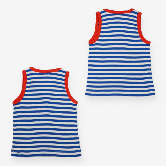 Vests 2pc blue stripe red edging