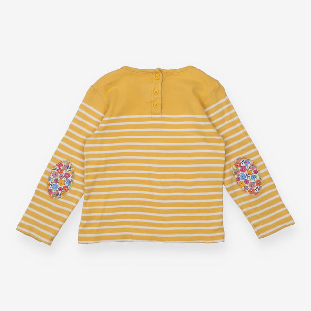 T-Shirt Yellow Striped Long Sleeve Dog Pocket