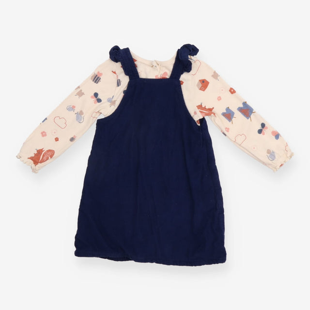 Outfit pinafore cord navy and bodysuit long sleeve
