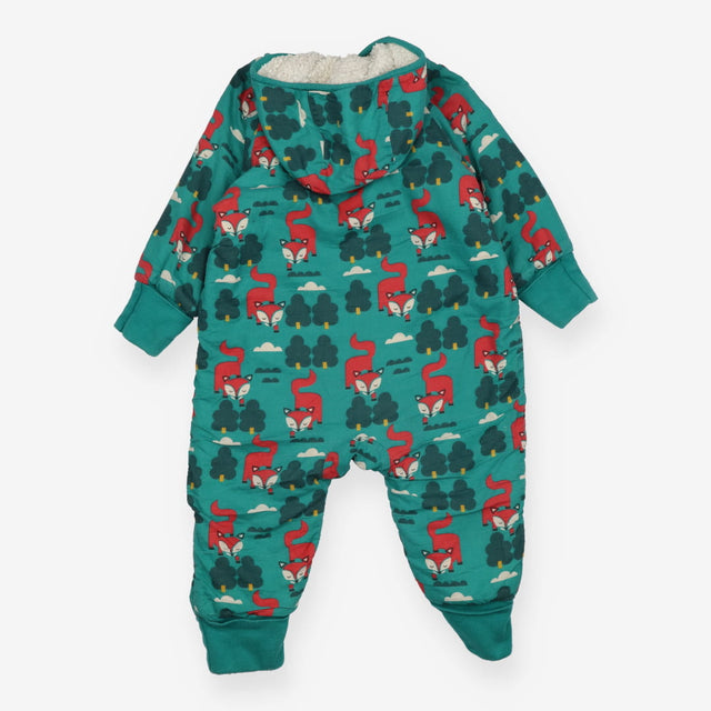 Sherpa Line Snowsuit Button Up - Green Fox Print