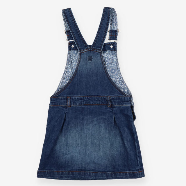 Dress denim pinafore blue floral lining