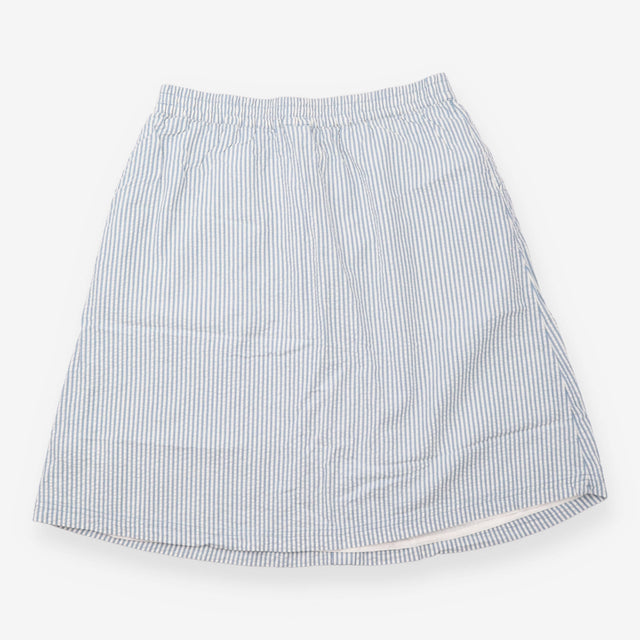 Skirt Blue White Stripe Seersucker Sunflower Appli