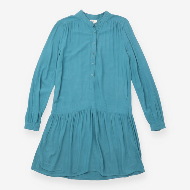 Shirt Dress Teal Blue Long Sleeve Mini Viscose
