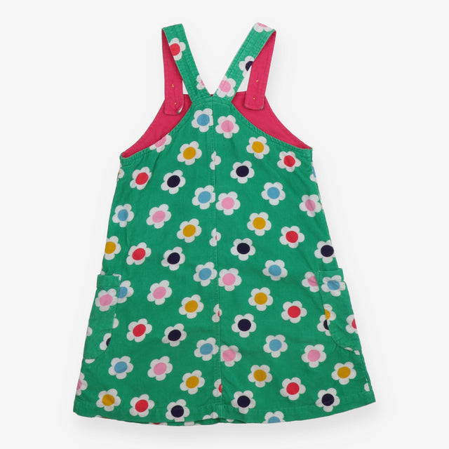 Pinafore green cord large flowers