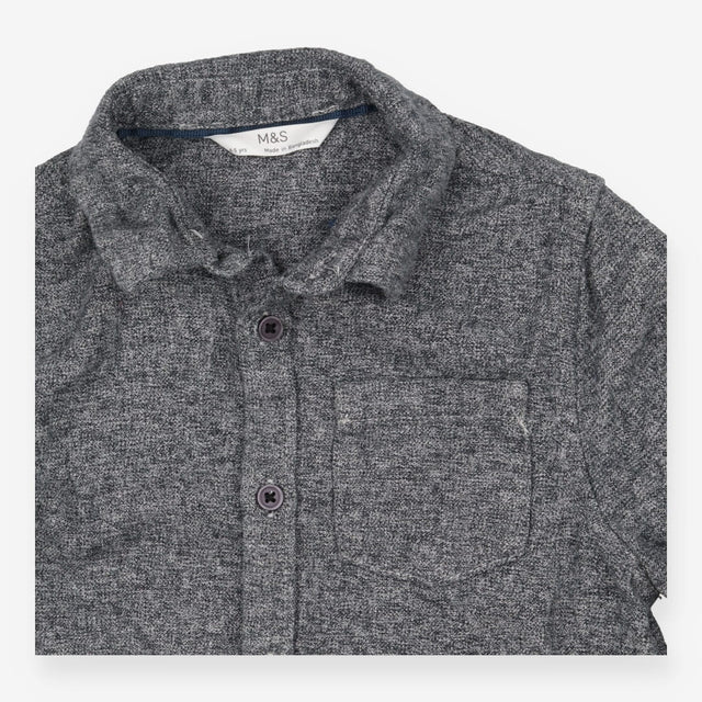 grey button up shirt