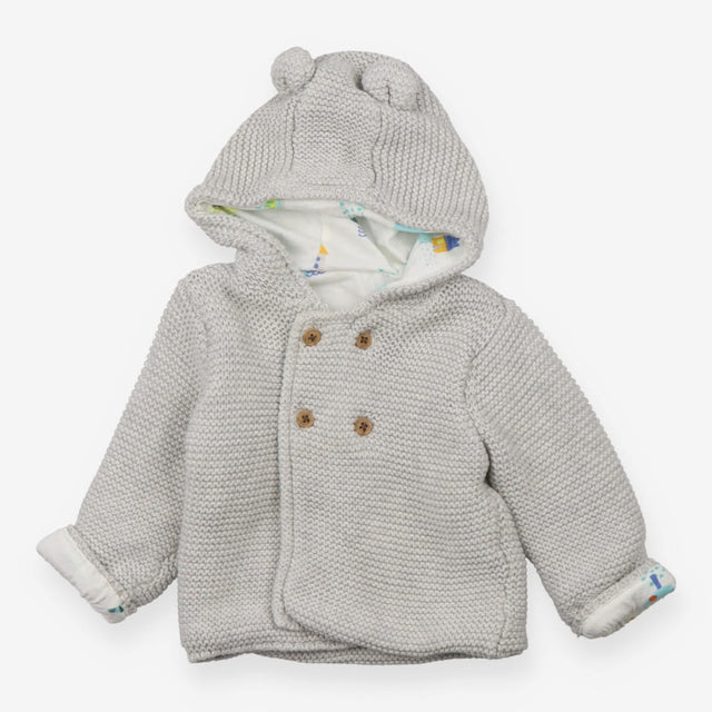 Cardigan grey hood ears white woodland lining