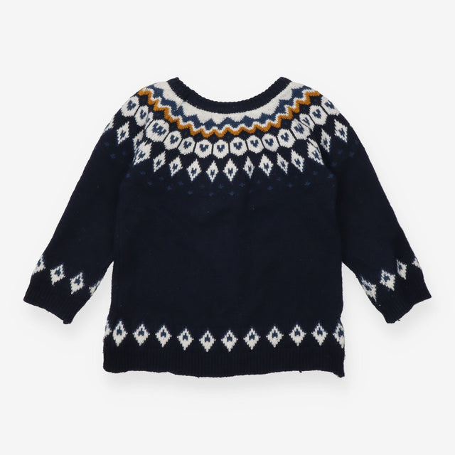 Jumper Knit Navy Fairisle Neckline