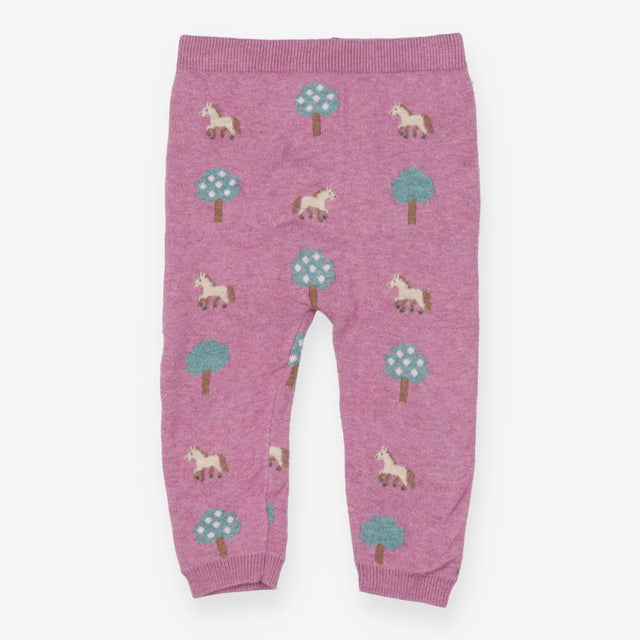 Leggings Knit Purple Horses and Trees