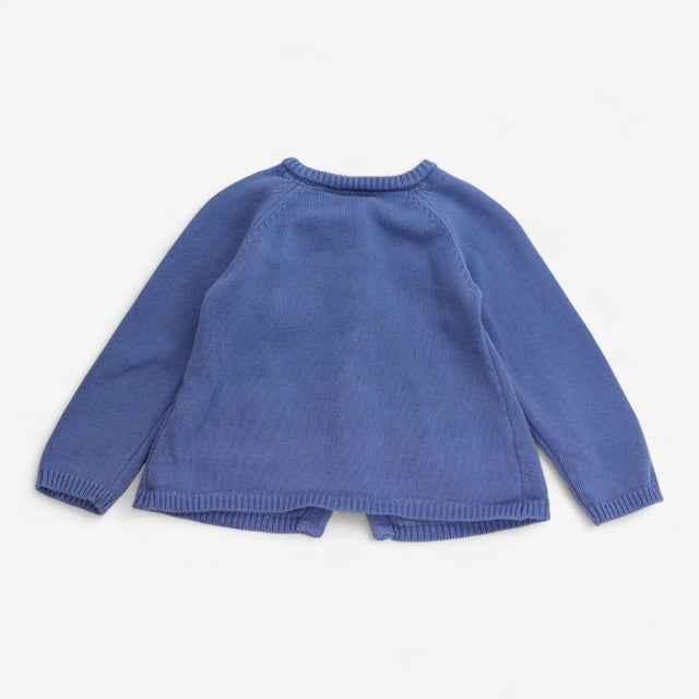 Cardigan corn flower blue with lion and giraffe po