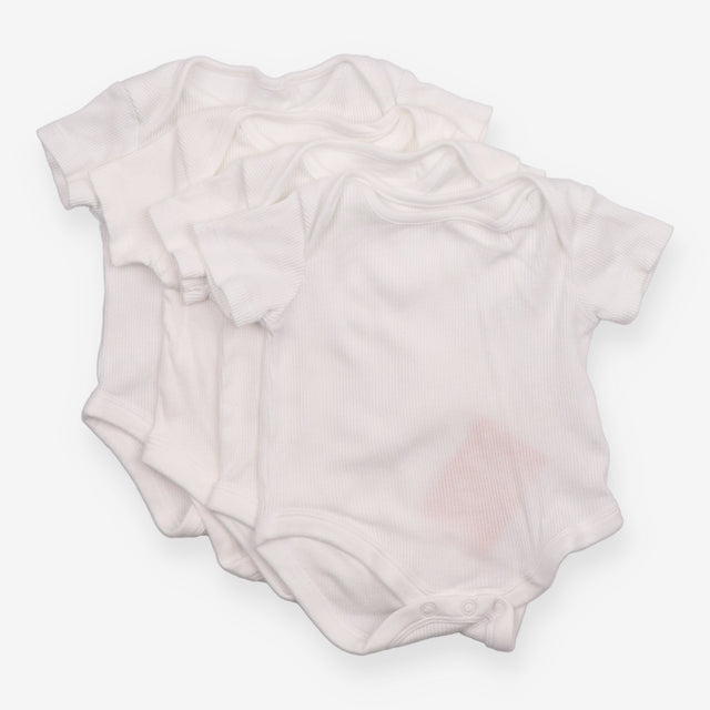 4 pack ribbed white bodysuits