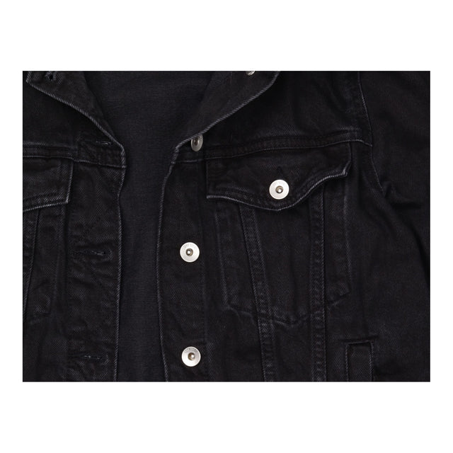 Washed Black 100% Cotton Button Front Denim Jacket