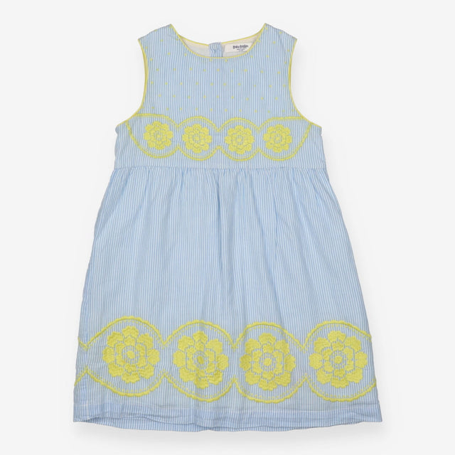 Blue Striped Flowers Dress
