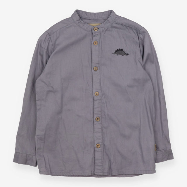 Grandad Shirt Grey with Dinosaur