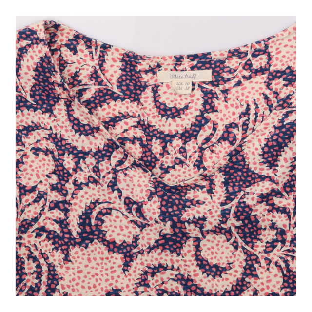 Dress Midi Long Sleeve Cotton Paisley Floral Navy