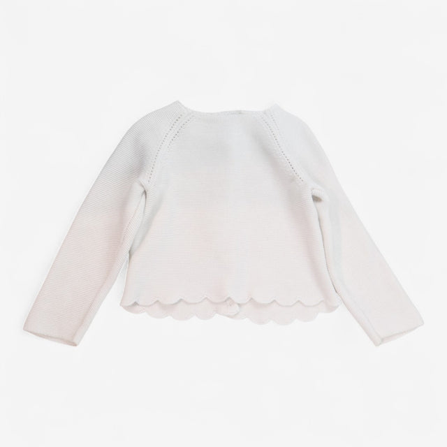 Cardigan Cotton White Scallop Edge