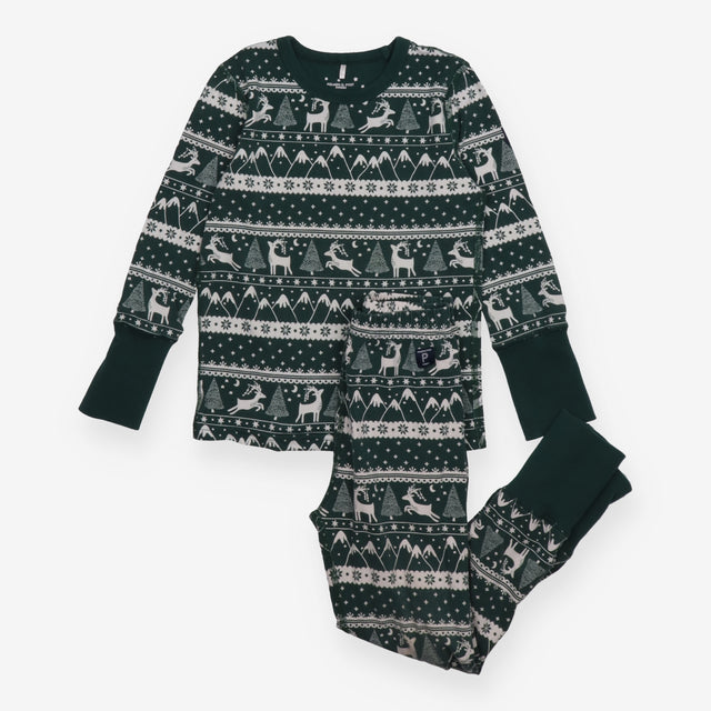 PJS green festive fairisle