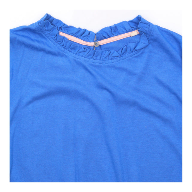 Bright Cobalt Blue Cotton Modal Frill High Neck Lo