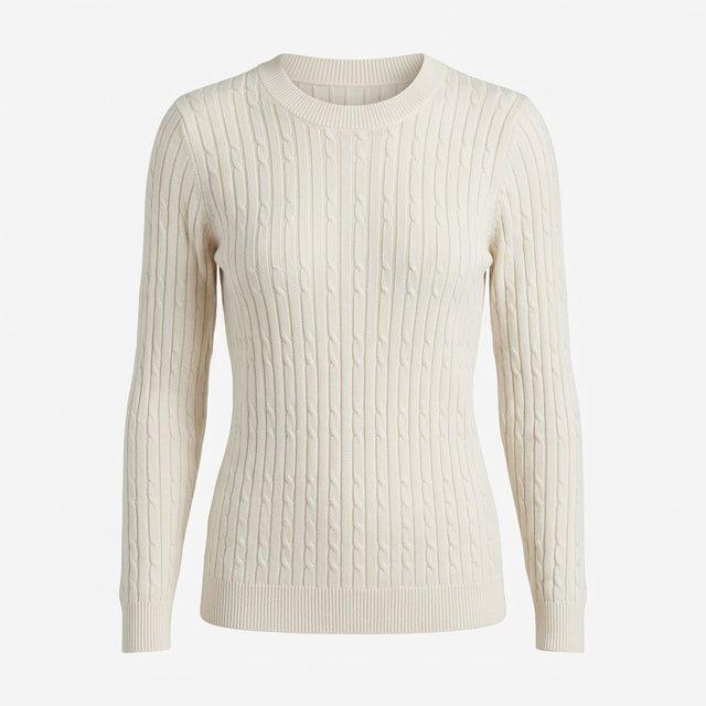 Textured Knit Crew Neck Jumper Cream