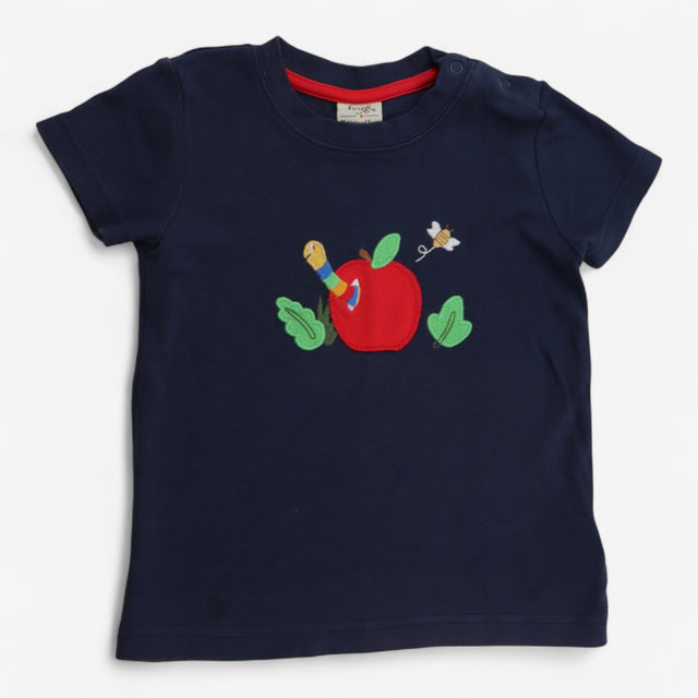 Navy Short Sleeve tee apple worm