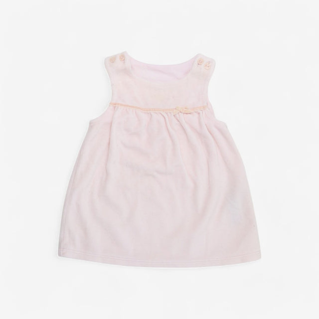 Pink velour pinafore dress