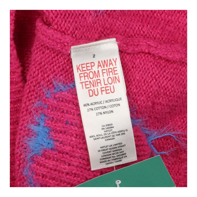 Dress pink knit fluffy hearts
