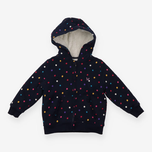 Hoodie Fleece Lined Navy Multicolour Spots